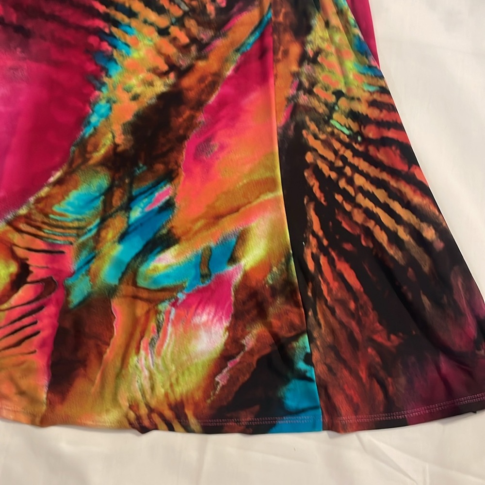 Pink and Blue A-Line Knee-Length Skirt for Resort Wear - Picture 2 of 5